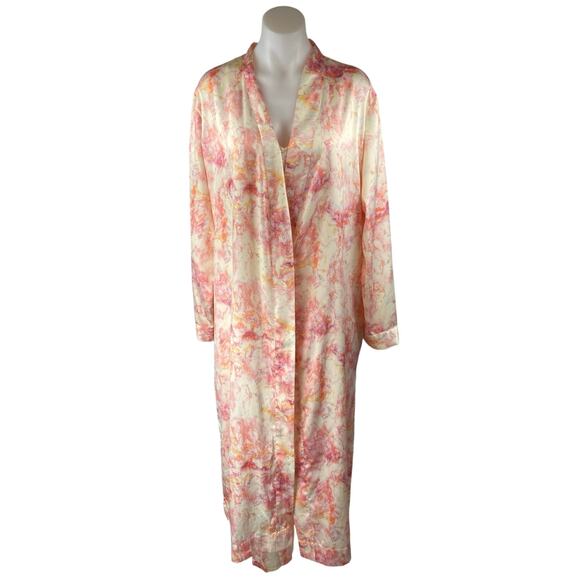 Stars Above Multicolor Silky Satin Marble Print 2Pc Sleepwear Robe Set Size M - Picture 1 of 7